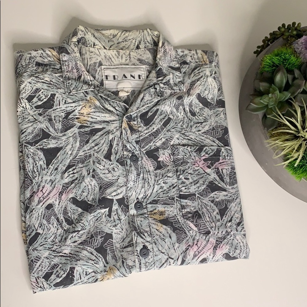 Vintage Frank Short Sleeve Casual Button Down print shirt men’s XL
